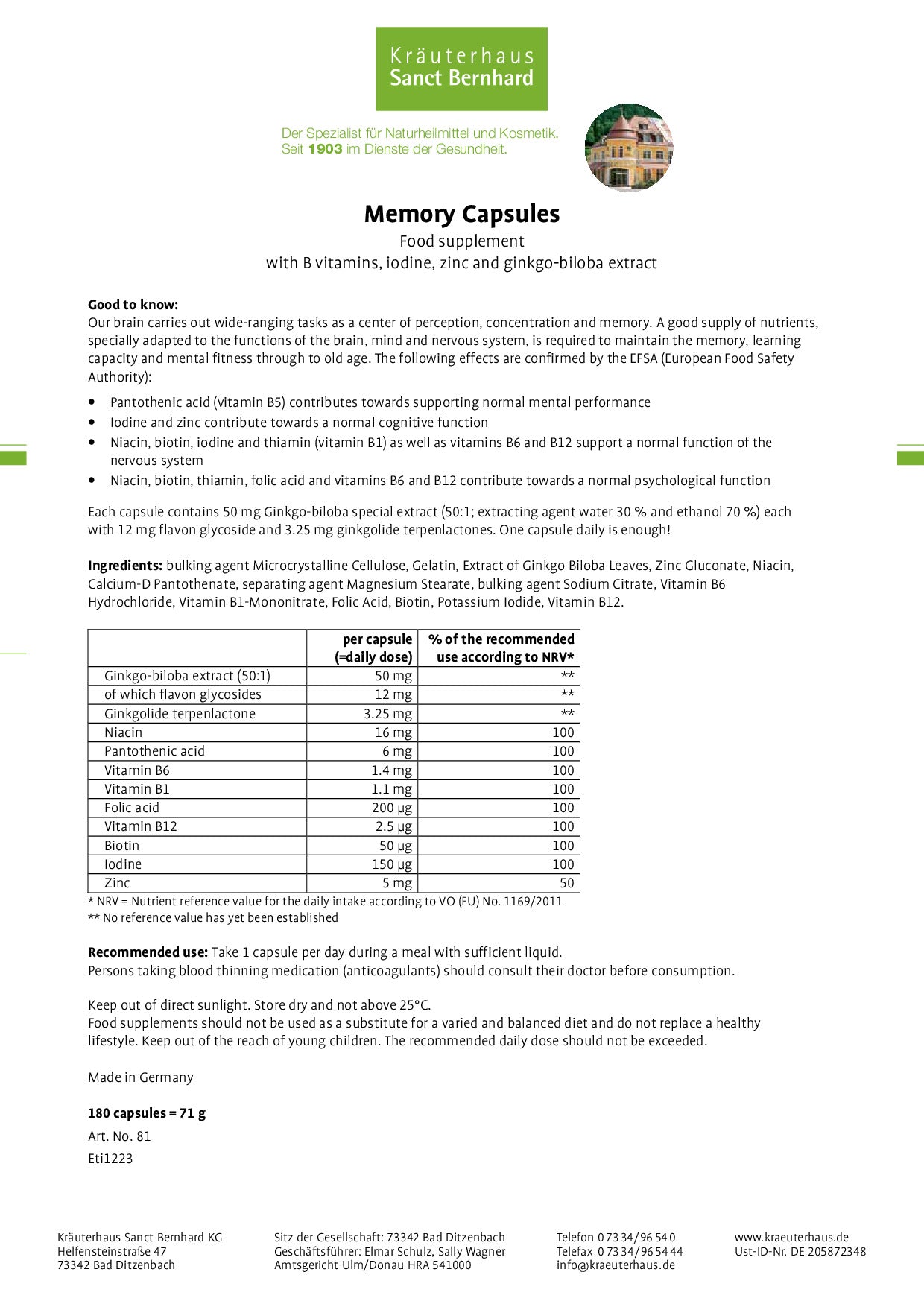 Sanct Bernhard Memory Capsules