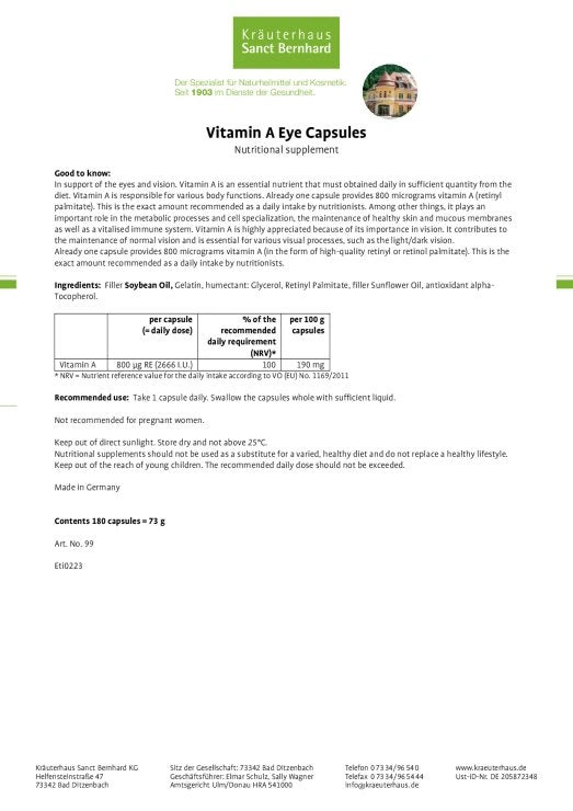 Sanct Bernhard Vitamin A Eye Capsules