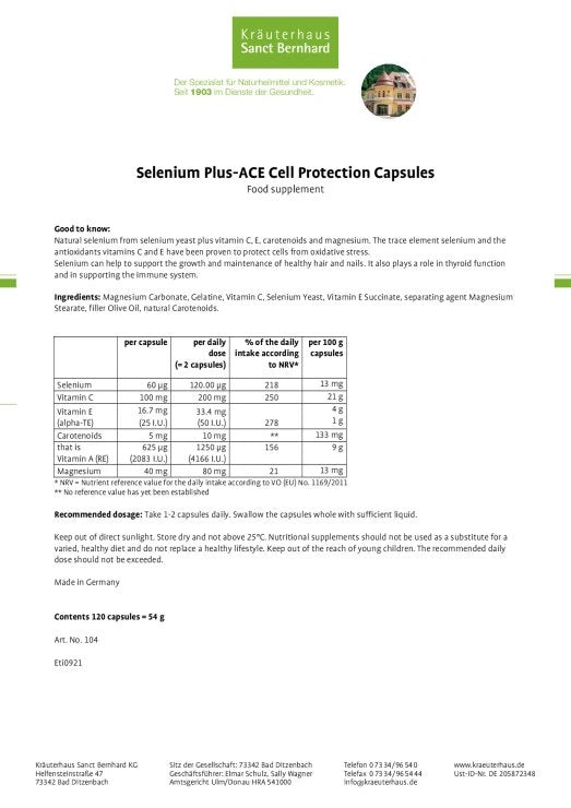 Sanct Bernhard Selenium Plus-ACE Cell Protection Capsules