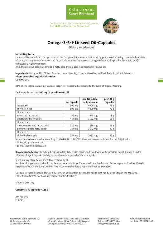 Sanct Bernhard Omega-3-6-9 Linseed Oil-Capsules