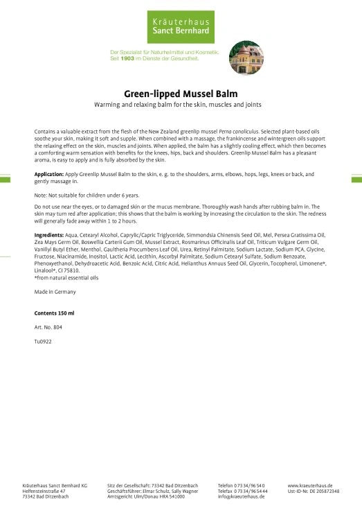 Sanct Bernhard Green-lipped Mussel Balm