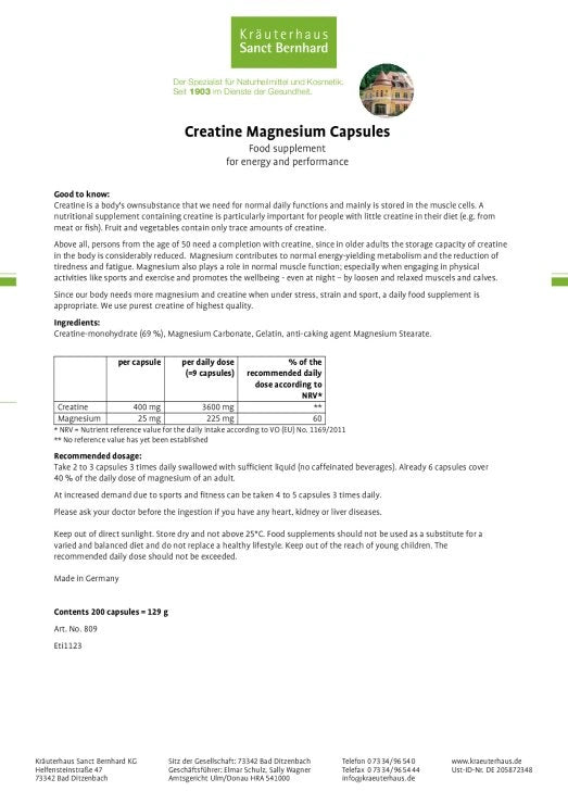 Sanct Bernhard Creatine Magnesium Capsules