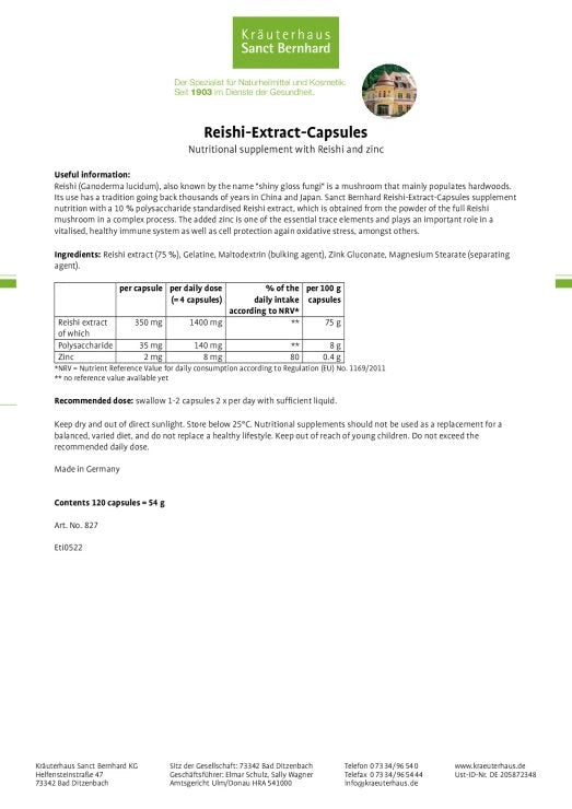 Sanct Bernhard Reishi-Extract-Capsules
