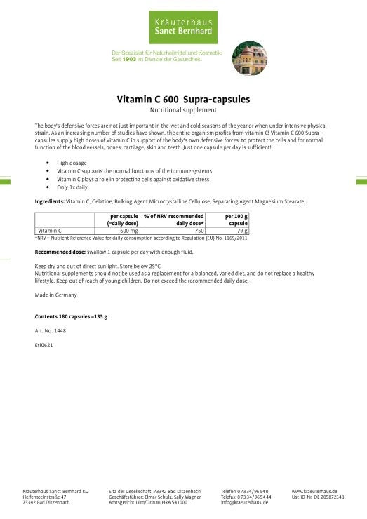 Sanct Bernhard Vitamin C 600 Supra Capsules
