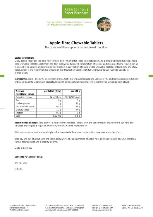Sanct Bernhard Apple-fibre Chewable Tablets