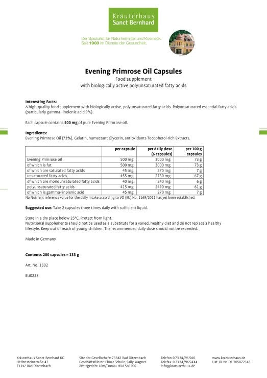 Sanct Bernhard Evening Primrose Oil Capsules