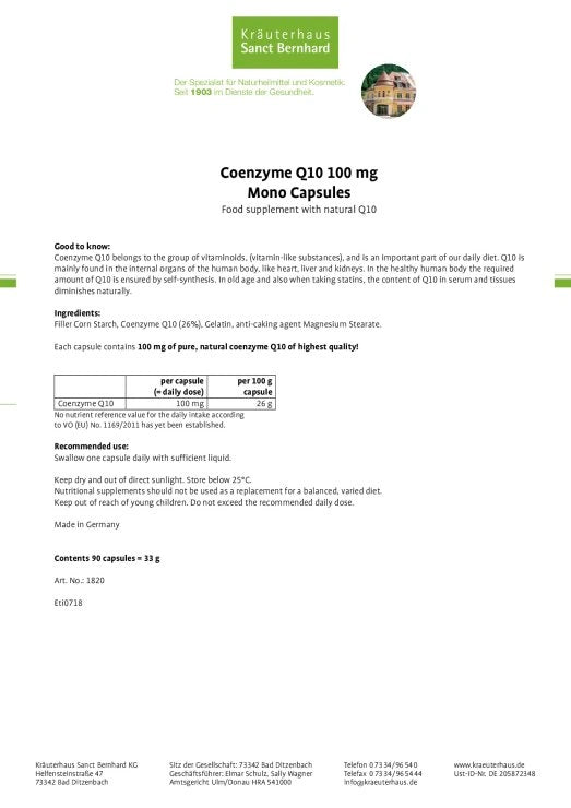 Sanct Bernhard Coenzyme Q10 100 mg Mono Capsules