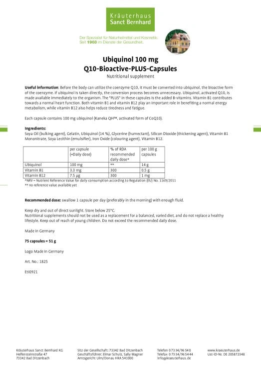 Sanct Bernhard Ubiquinol 100 mg Q10-Bioactive-PLUS-Capsules