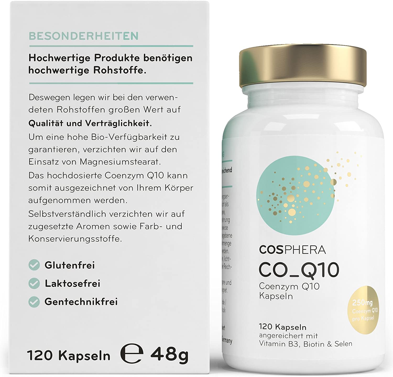 Cosphera Coenzyme Q10 - High Dose with 250mg per Capsule 120 Vegan Capsules.