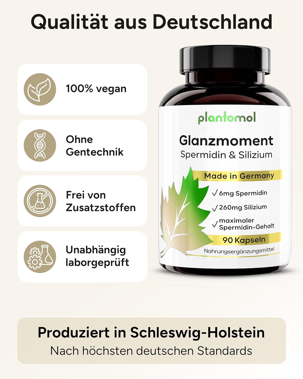 Plantomol Glanzmoment, Spermidin & Silizium (90 Capsules)