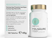 Cosphera Folic Acid Tablets - High Dose with 800 μg Folate (Metafolin) and 25 μg Vitamin B12 per Tablet