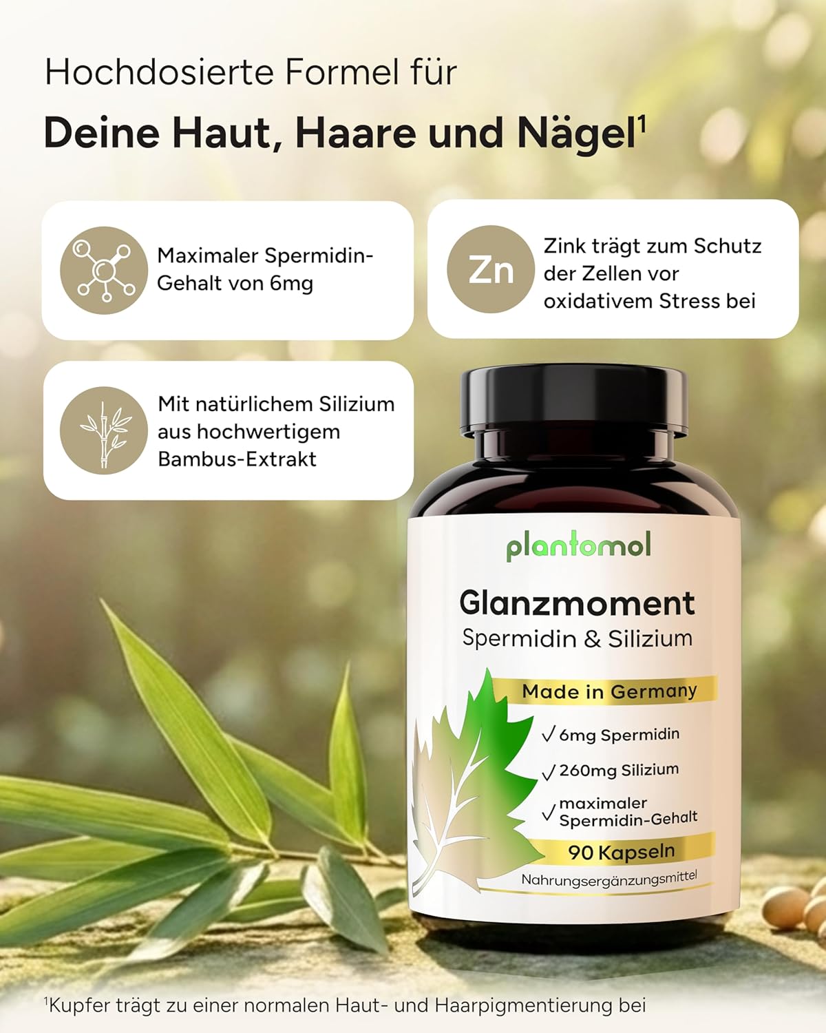Plantomol Glanzmoment, Spermidin & Silizium (90 Capsules)