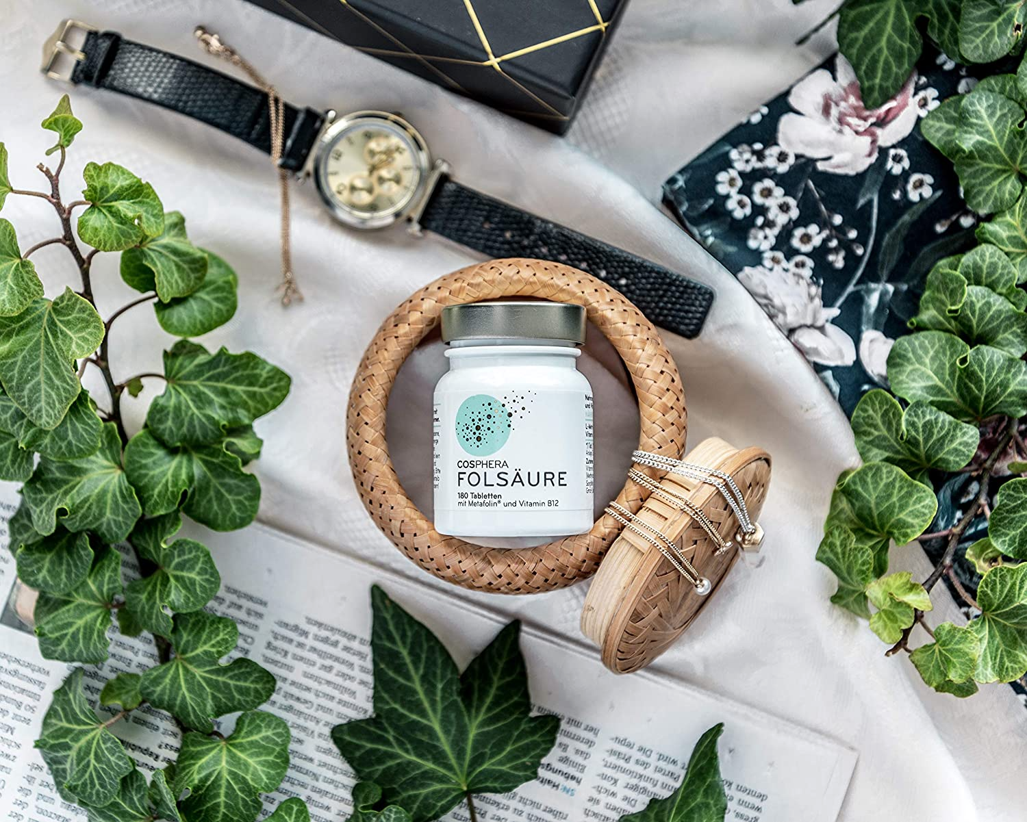 Cosphera Folic Acid Tablets - High Dose with 800 μg Folate (Metafolin) and 25 μg Vitamin B12 per Tablet