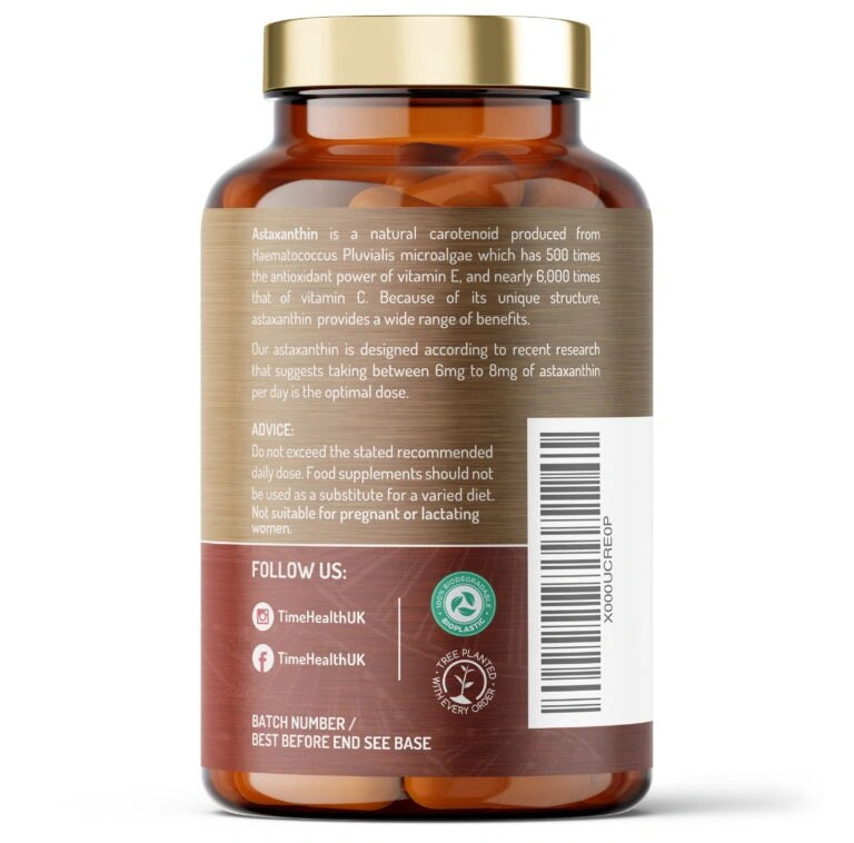 Time Health Astaxanthin – 7mg Optimal Dose – 120 Capsules Haematococcus Pluvialis – 100% Pure Natural