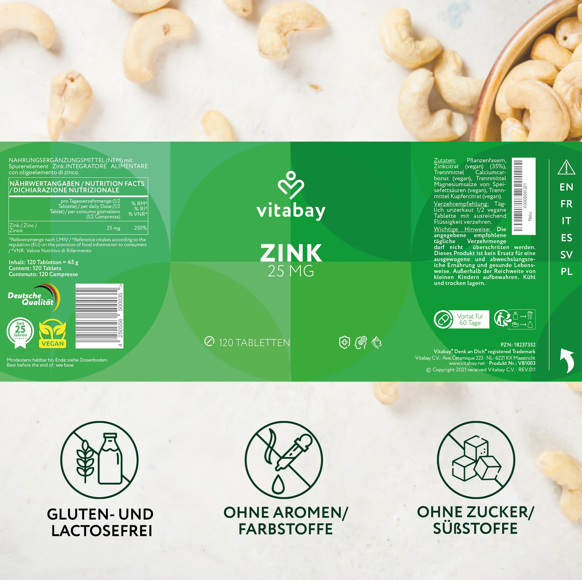Vitabay Zinc 25mg - Vegan Tablets