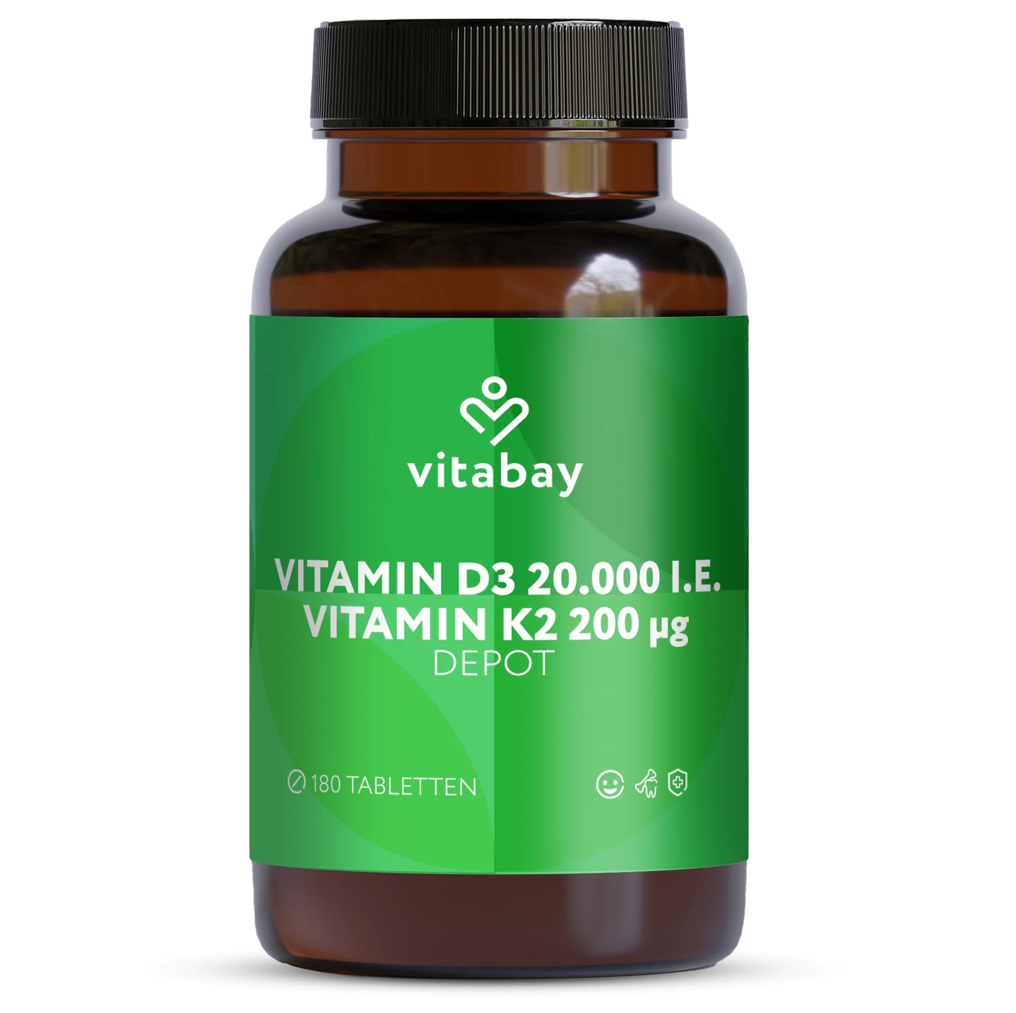 Vitabay Vitamin D3 20,000 IU + K2 200 µg - 180 vegan tablets