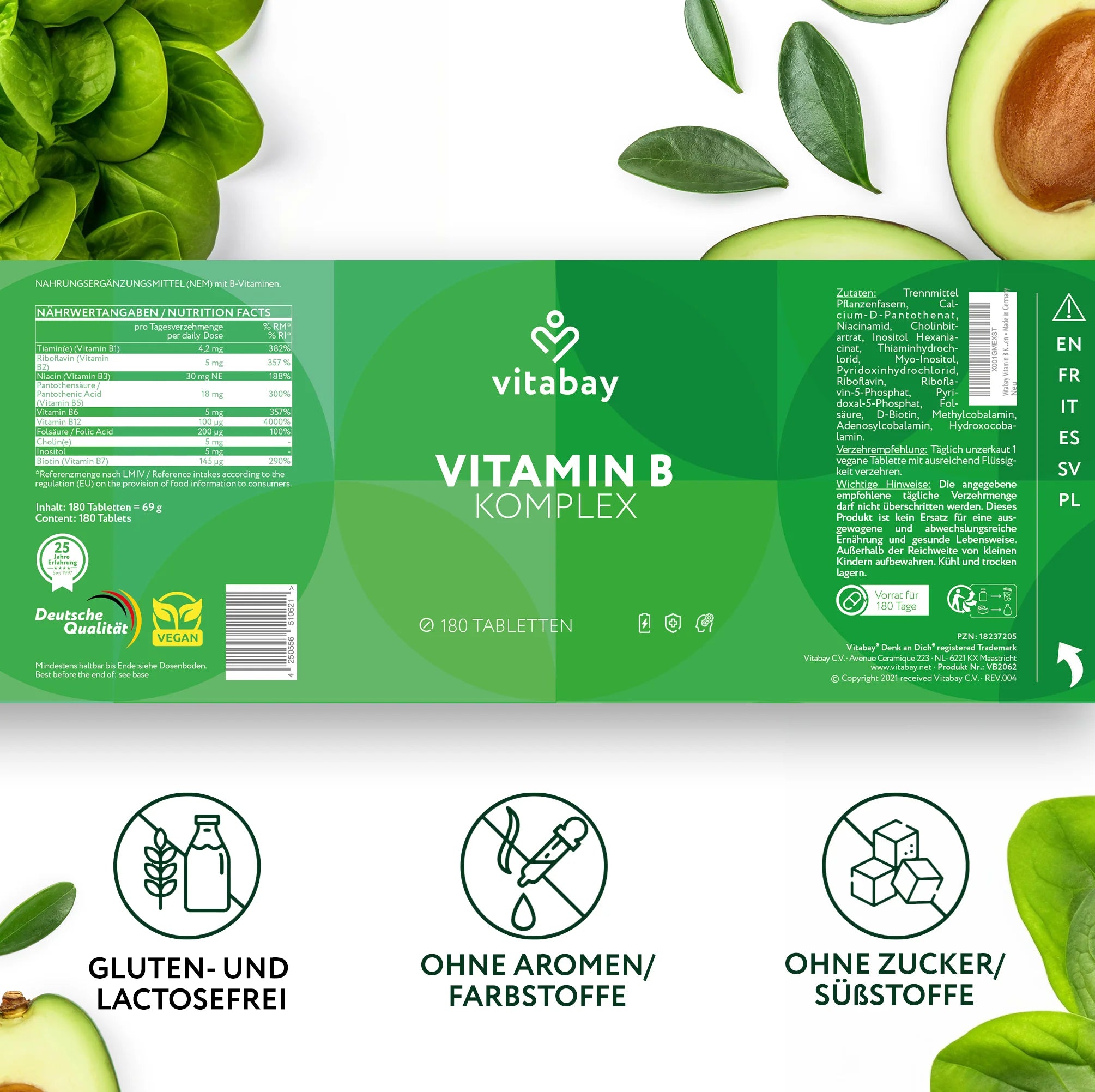 Vitabay Vitamin B Complex - 180 vegan tablets