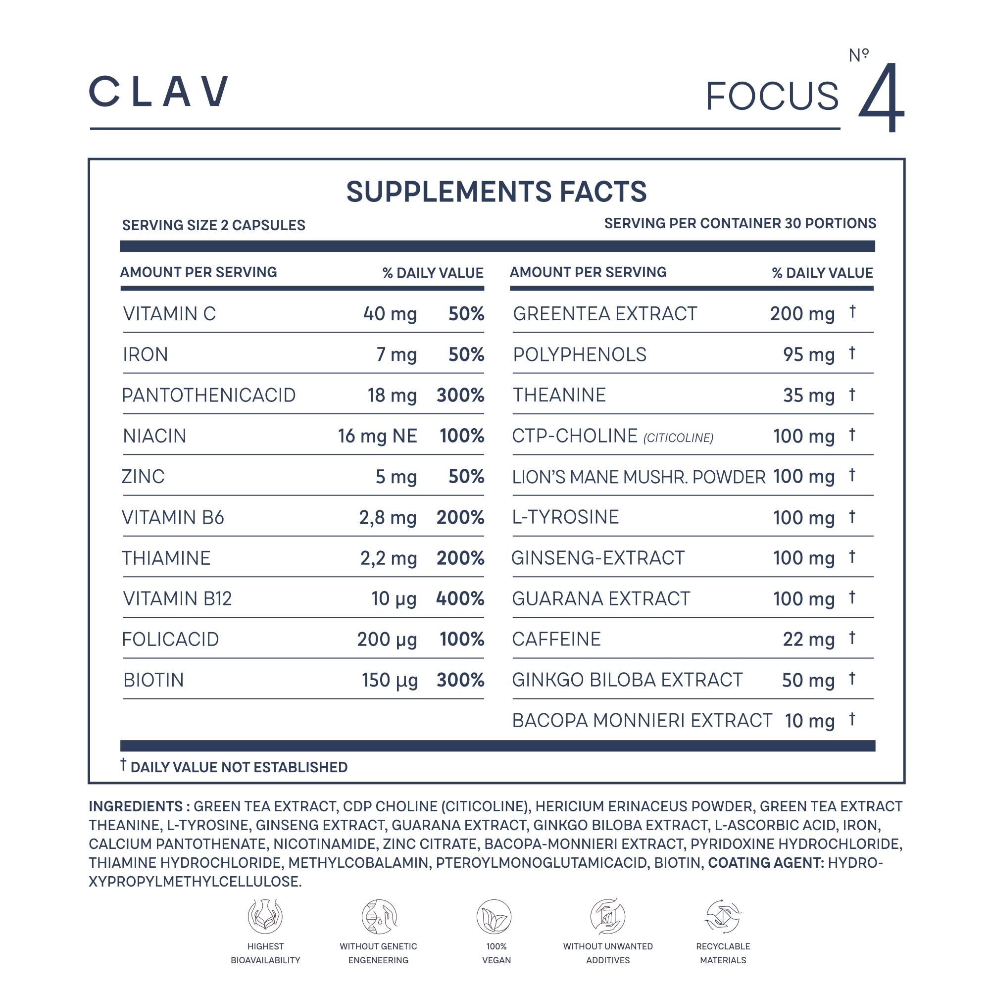 Focus Cognitive Enhancer - 60 Capsules