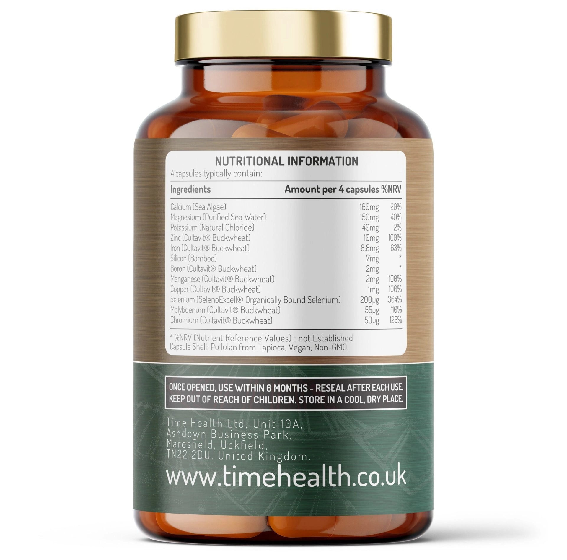 Time Health Ionic Multi Mineral Natural Sourced and Plant Based Including Trace Minerals 180 Capsules