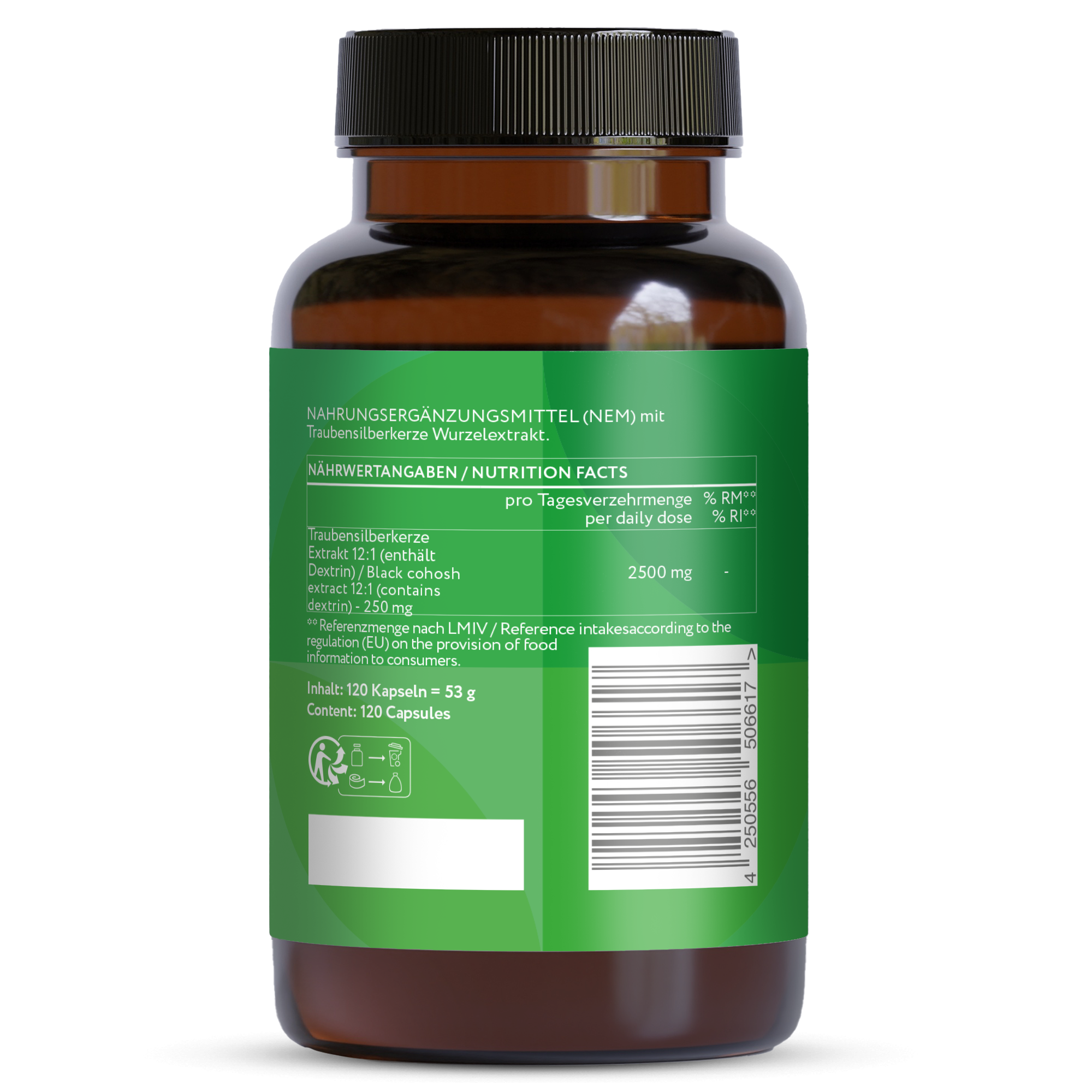 Traubensilberkerze Extrakt 2500 mg - 120 vegane Kapseln