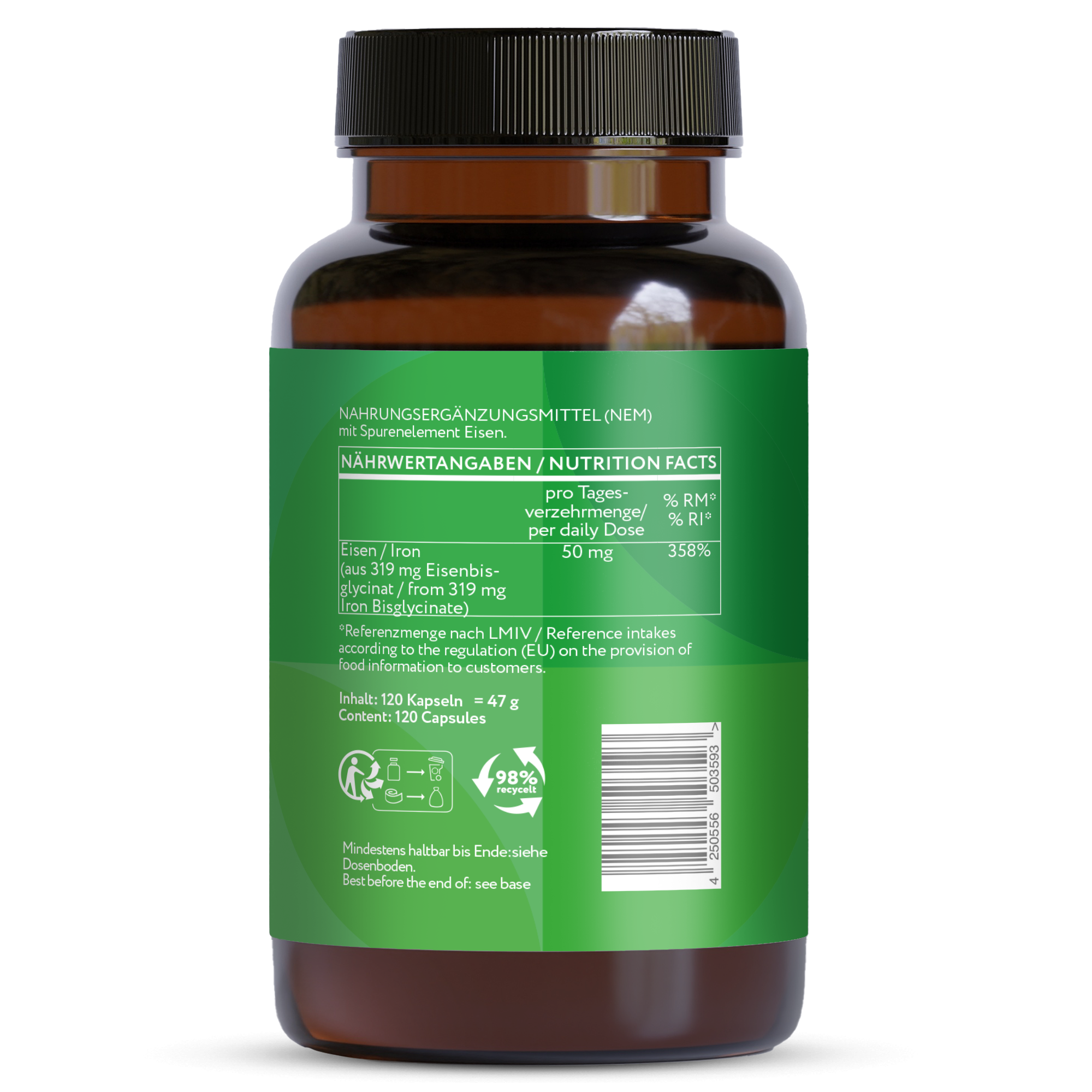 Eisen (Eisenbisglycinat) - 319 mg - 120 vegane Kapseln