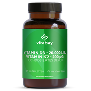 Vitamin D3 20,000 I.U. + K2 200 µg - 180 Vegan Tablets