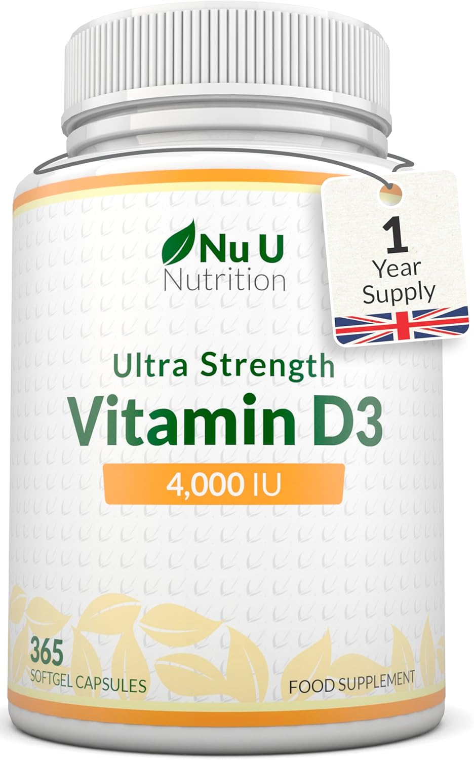 ن يو نيوتريشن - فيتامين د 4000 وحدة دولية - 365 كبسولة هلامية وليست أقراص - تكفي لمدة عام