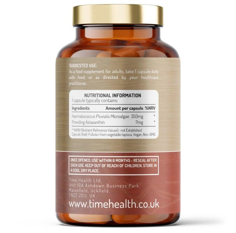 Time Health Astaxanthin – 7mg Optimal Dose – 120 Capsules Haematococcus Pluvialis – 100% Pure Natural