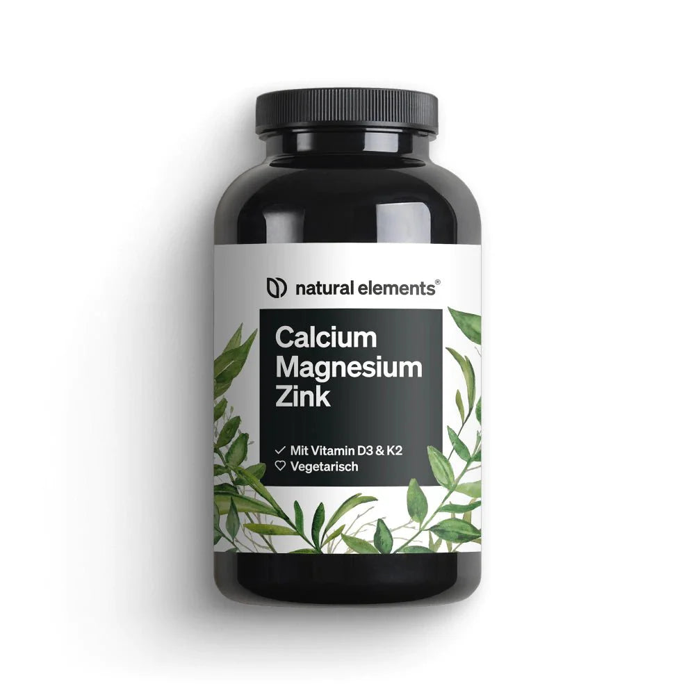Calcium Magnesium Zink Tabletten von NATURAL ELEMENTS mit Vitamin D3 und K2, vegetarisch