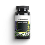 Wir präsentieren die „Focus Mode Kapseln“ von NATURAL ELEMENTS in schwarzen Flaschen, die sich ideal für intensive Gaming-Sessions eignen. Diese koffeinfreien und veganen Kapseln sind mit B-Vitaminen angereichert und haben ein markantes grünes Blattdesign auf dem Etikett.