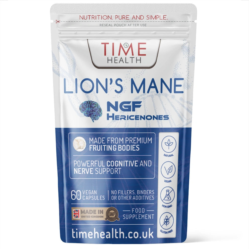 Time Health Lion’s Mane (Hericium erinaceus) NGF – High Strength