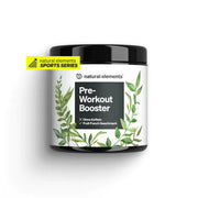 Eine Dose von NATURAL ELEMENTS mit dem Pre-Workout Booster ohne Koffein und Blättermotiv auf dem Etikett bietet ein herrliches Fruit Punch-Geschmack.