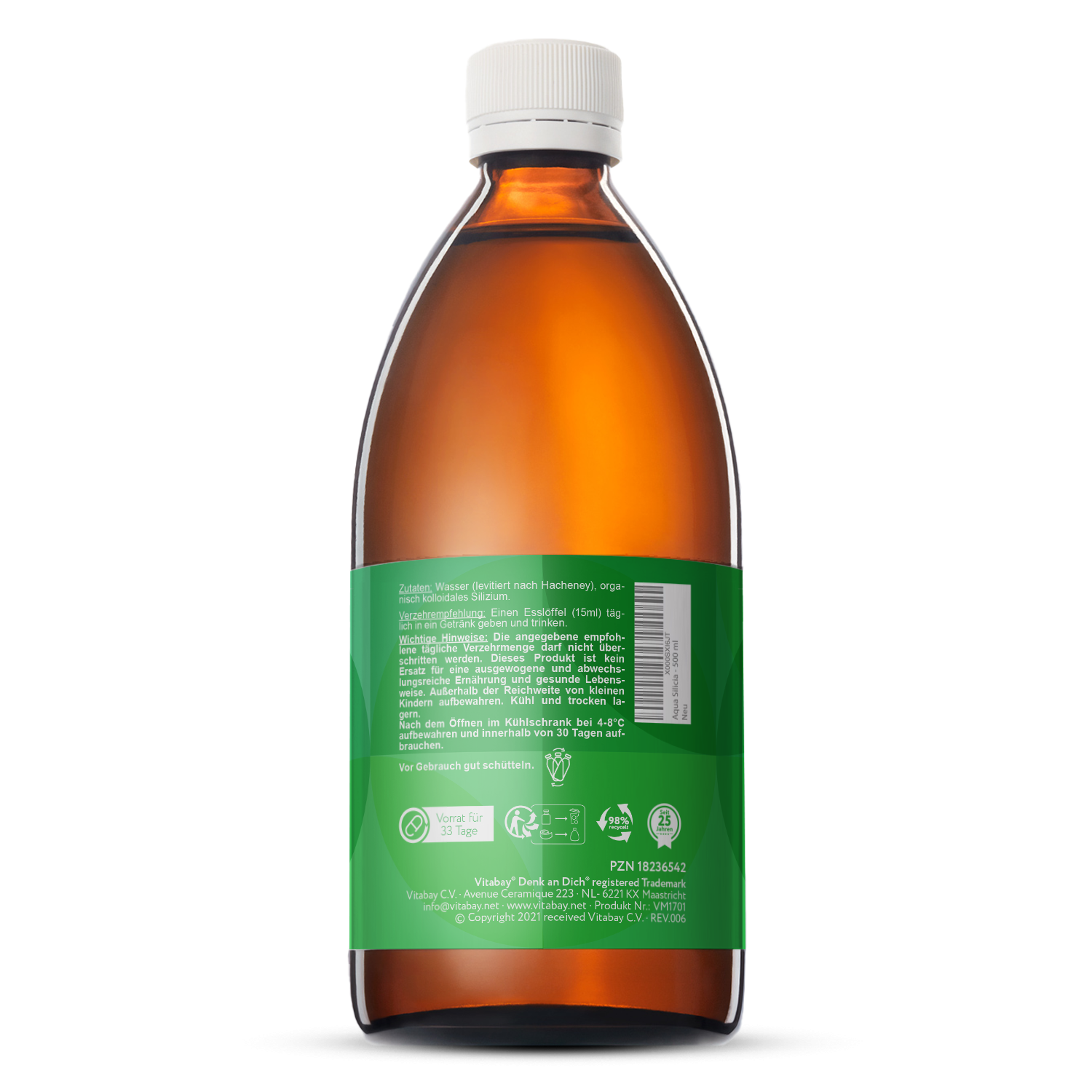 Aqua Silica - Organisch Kolloidales Silizium in levitiertem Wasser - 500ml